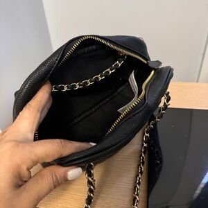 Chic Black Leather Chain Bag